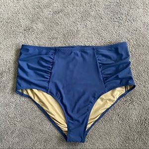 Old Navy High Waisted Ruched Bikini Swim Bottoms in Seaborne Blue